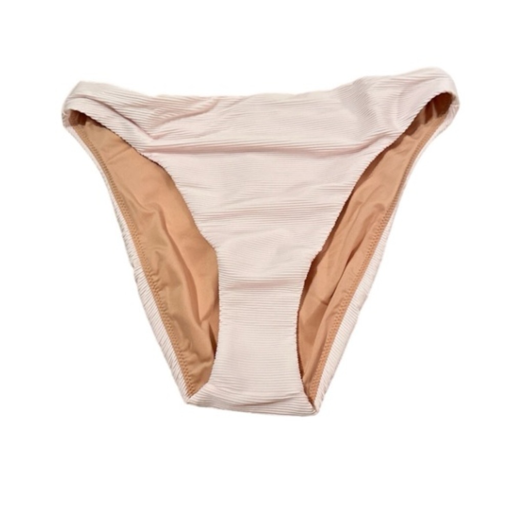 J. Crew Light Pink Ribbed High-Rise Cheeky Bikini Swim Bottom Sz S NEW